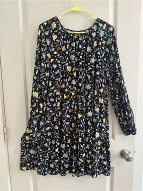 Black Floral Long Sleeve Tiered Dress